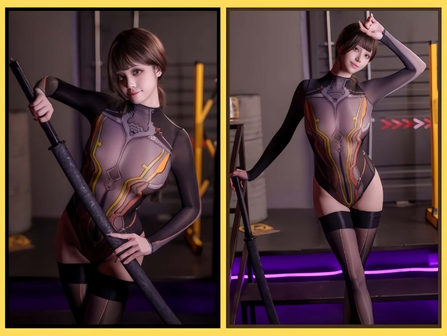 Anime Style Super Hero Eve Sheer 10D Nylon Spandex Bodysuit Lingerie