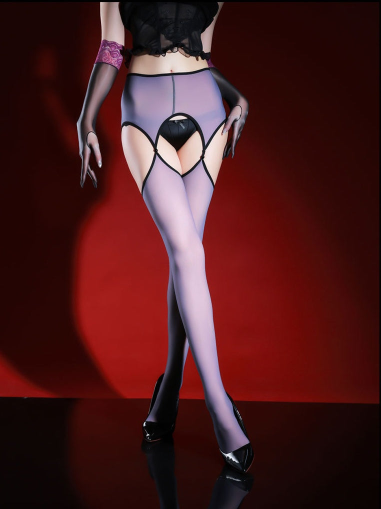 150D Faux-Garter Suspender Pantyhose – Silk-Touch Sheer Leg & High-Stretch Hosiery