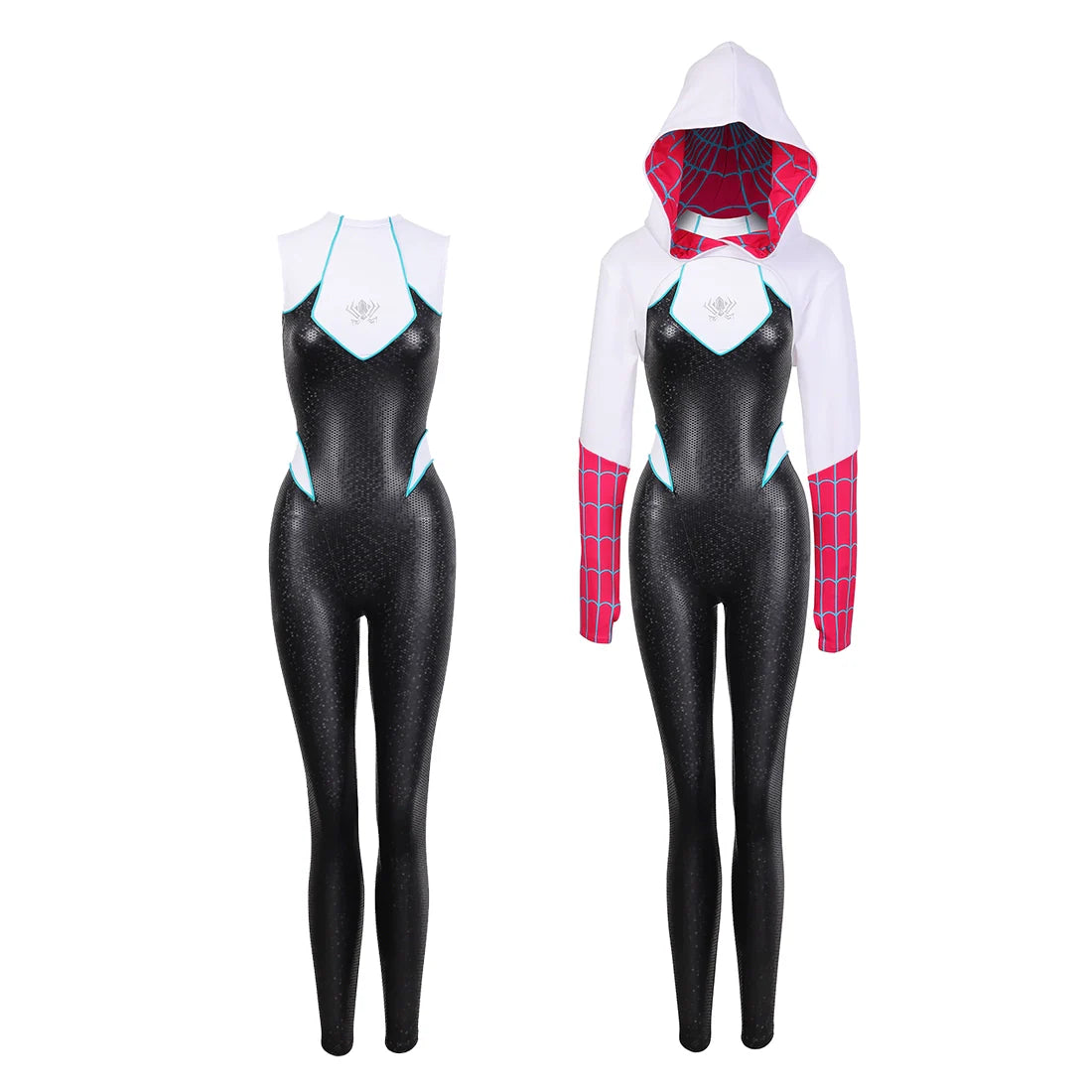 Gwen Stacy Spandex Pu Leather Cosplay Halloween Costume Bodysuit 