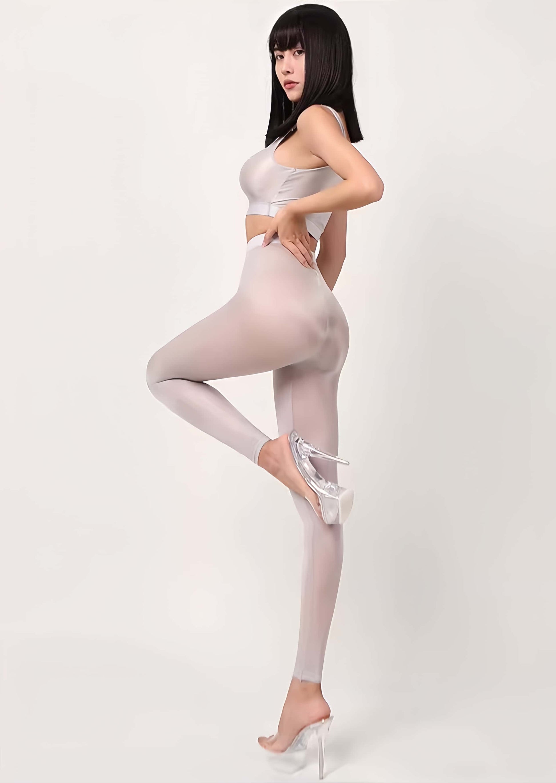 Ultra-Sheer Spandex Yoga & Bodycon Set | High-Gloss Activewear