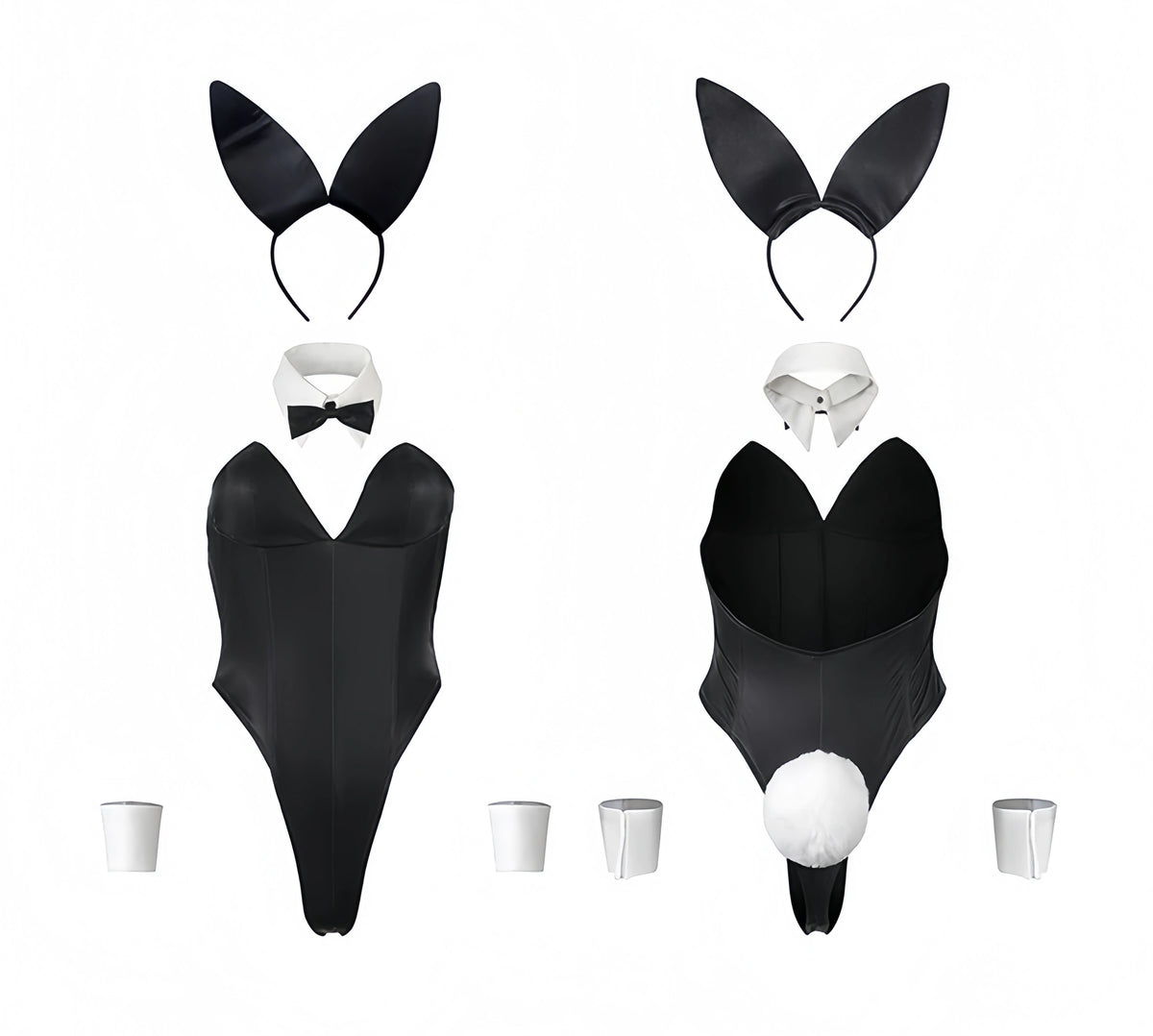 Classic Satin-Finish PU Leather Bunny Girl Cosplay Costume Set