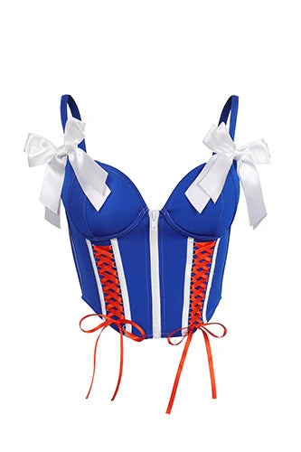Racer Girl Cobalt Blue Corset & Bell Bottom Set Race Queen Costume Activewear