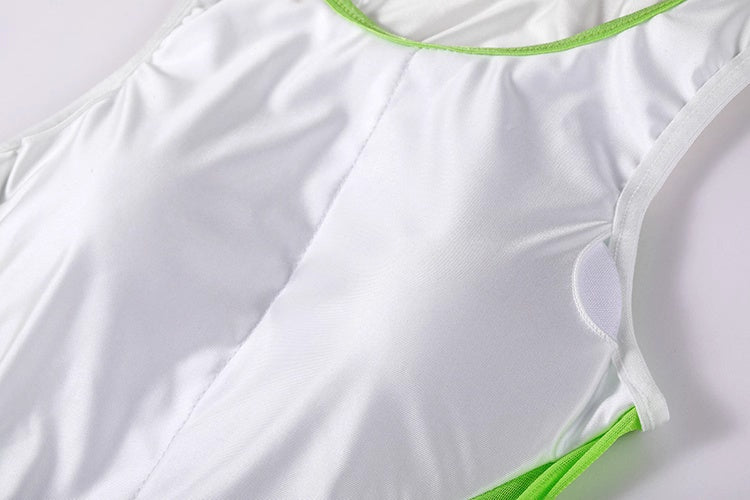 Anime Style One-piece Sexy Racing Swimsuit with Mesh Sheer Dual-color Design