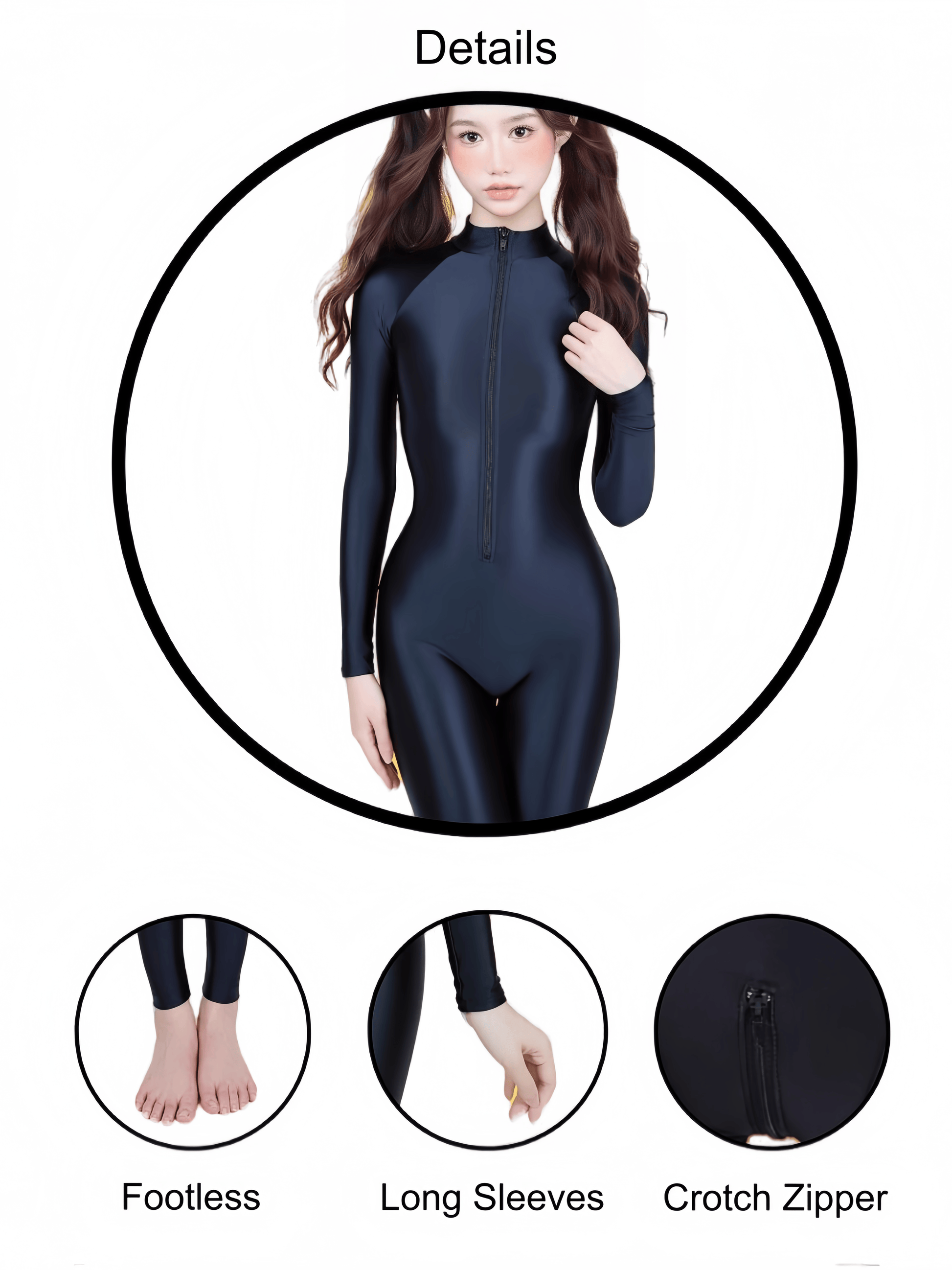 Premium High-Gloss Spandex Zentai Performance Suit – Footless with Crotch Zipper
