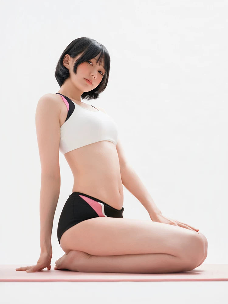Sleek Contrast Trim 2-Piece Spandex Activewear Set