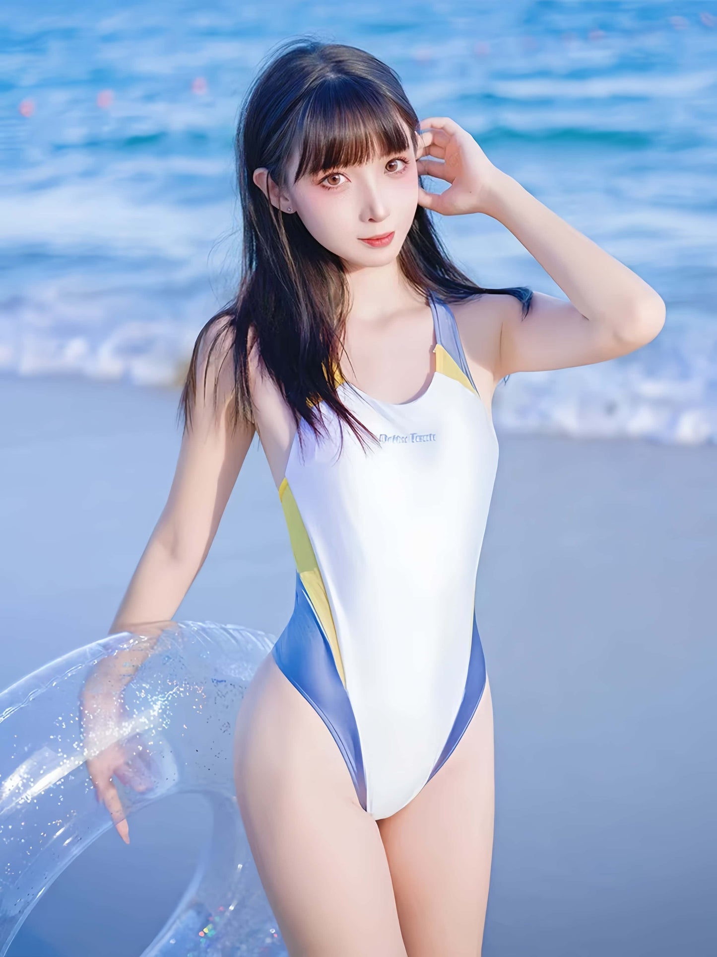 Professional Athletic One-Piece Swimsuit - Color-Block Competitive Training Swimwear