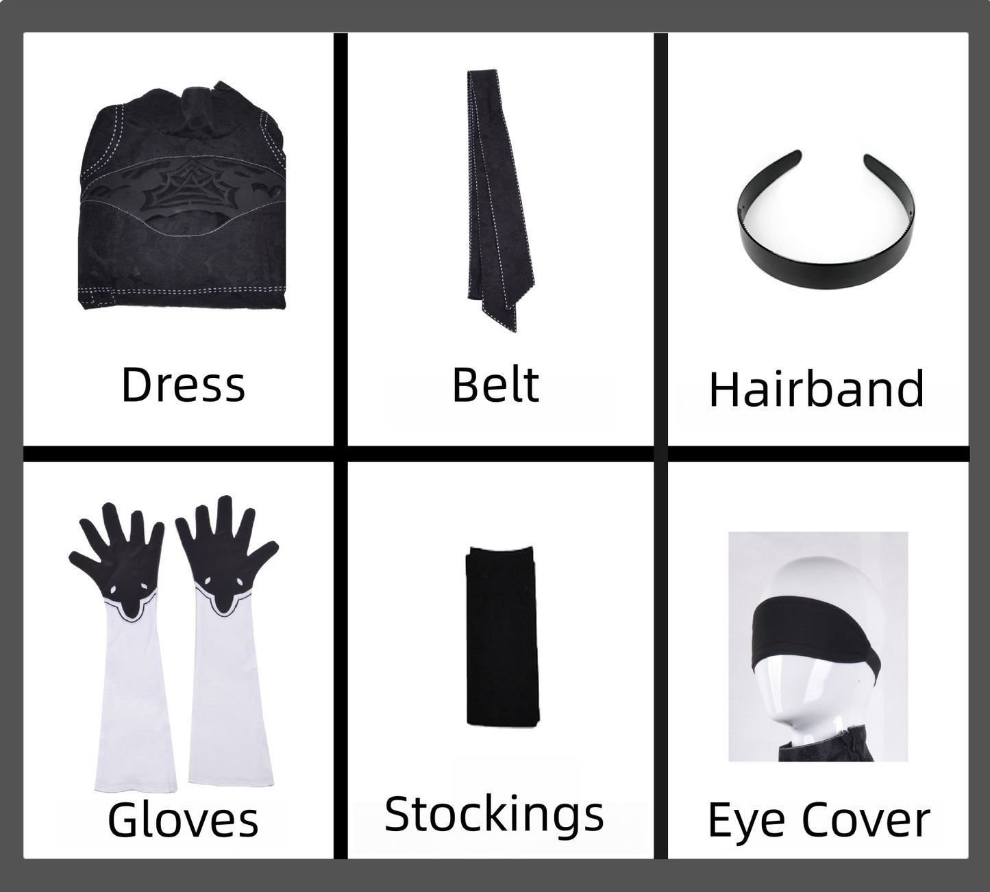 Gothic Sci-Fi Android Girl Cosplay Dress Costume Set with Wig & Accessories