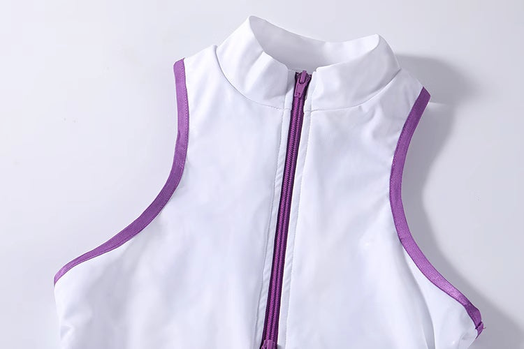 Anime Style Sexy One-piece Swimsuit Front Zipper Spandex Racing Swimwear Bodysuit