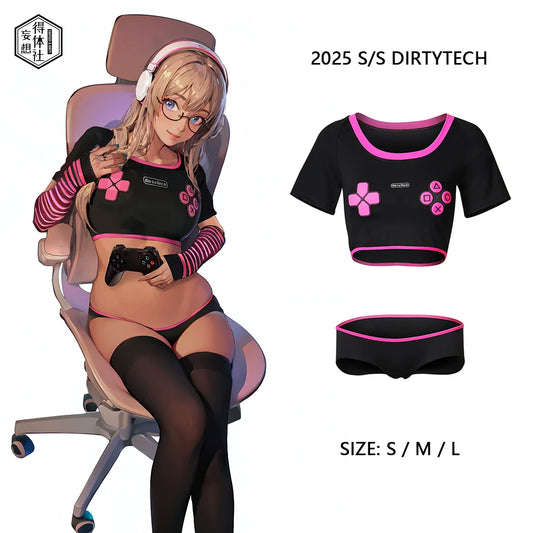 Anime eSports Style Crop Top with Low Rise Shorts Cosplay Costume Set 