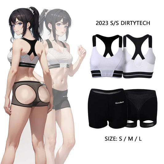Anime Style 2-Piece Short Gymnastics Uniform Sports Tank Top with Sexy Cutout Shorts