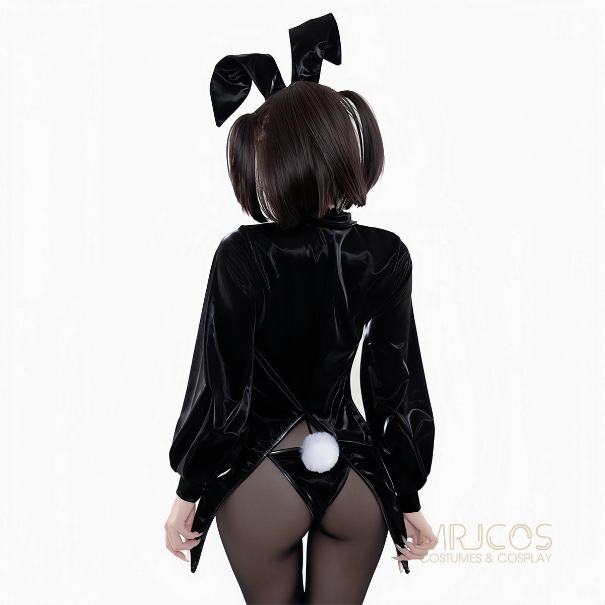 Sleek Satin PU Leather Bunny Girl Cosplay Costume Set