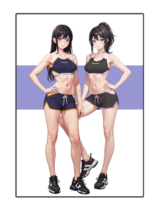 Anime Style Boxing Running Sexy Sports Activewear Set Hollow Tank Top with Shorts