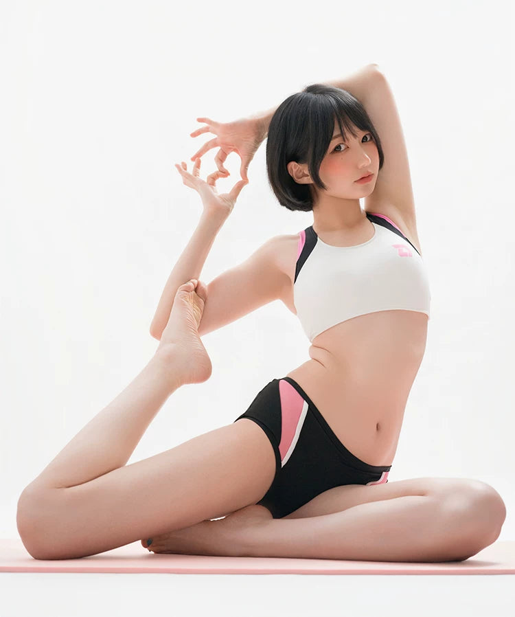 Sleek Contrast Trim 2-Piece Spandex Activewear Set