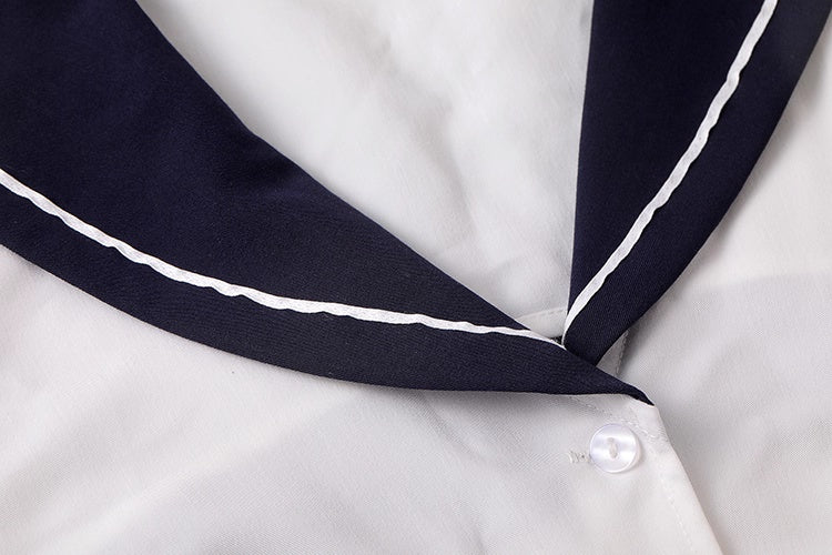 Anime Sailor Style Two-Piece Uniform Bondage Swimsuit Set with Crop Top