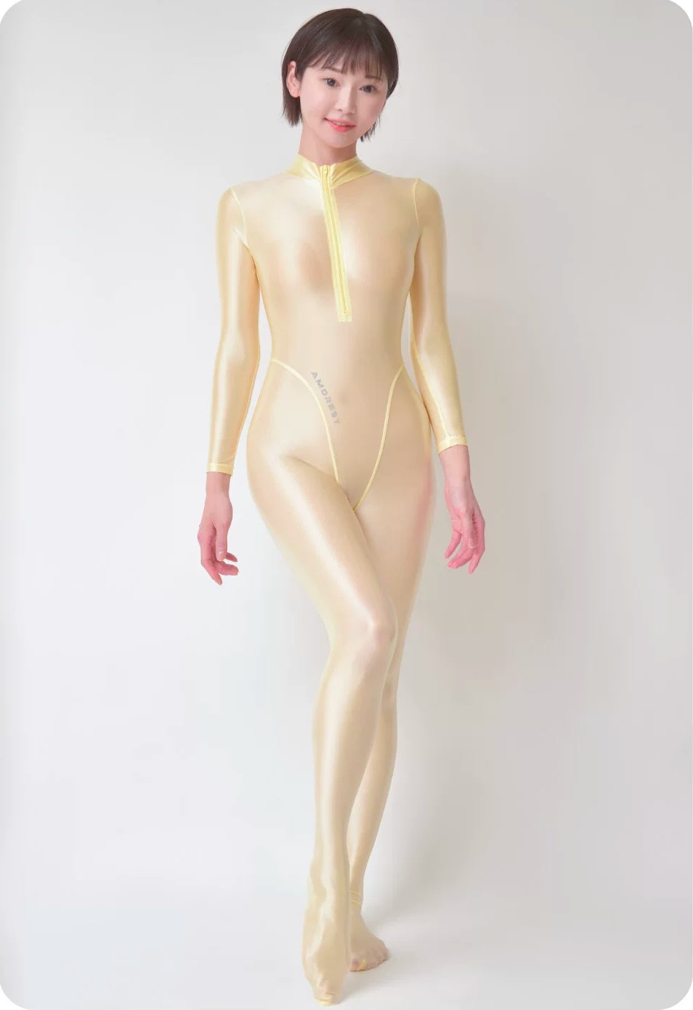 Amoresy Celestia Series Front-Zip Catsuit - Sheer