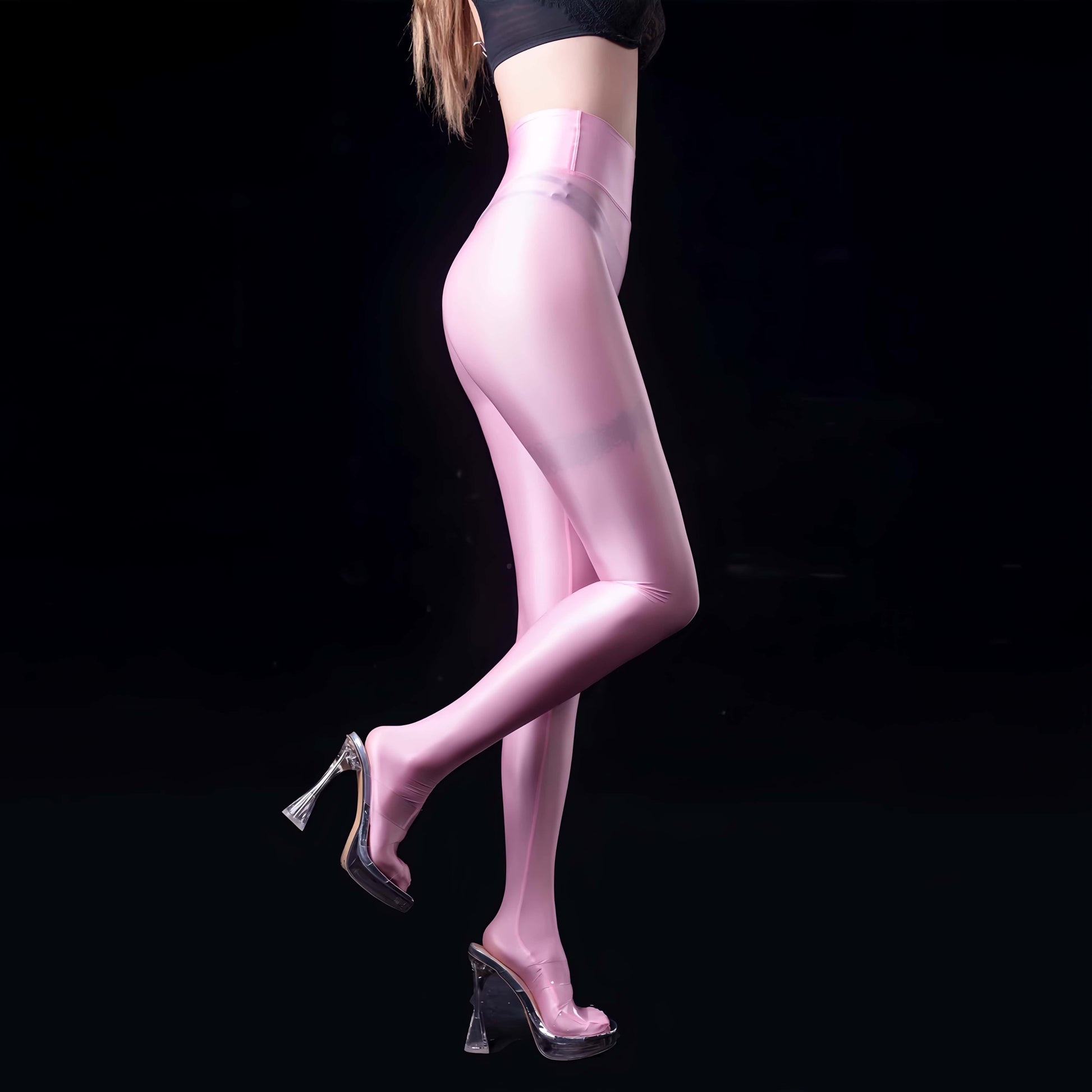 Lustre Sheer High-Waist Footed Yoga Pants – Ultra-Stretch Nylon Spandex Tights