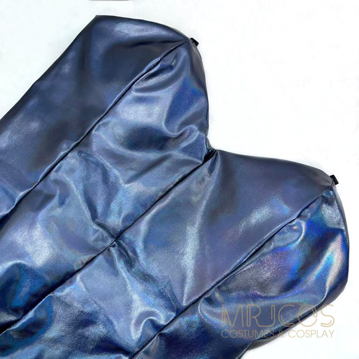 Iridescent Metallic Bunny Girl Cosplay Bodysuit Set – Holographic PU Leather Open Crotch Lingerie