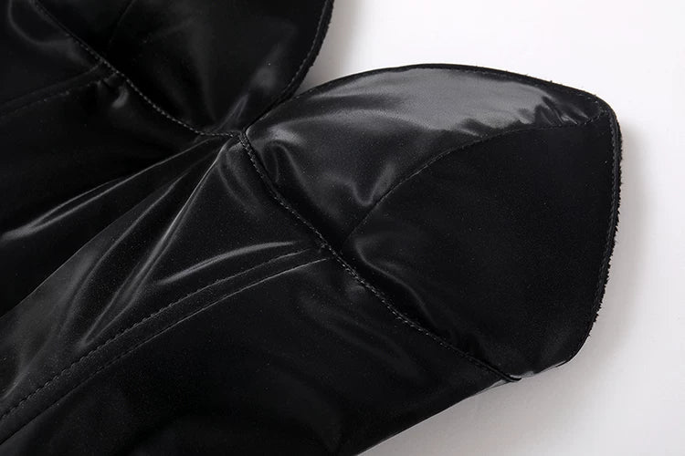 Classic Satin-Finish PU Leather Bunny Girl Cosplay Costume Set