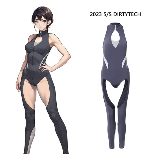 Anime Style the Gray Shark Jumpsuit Yoga Pants Full Body Sexy Fitness Active Wear