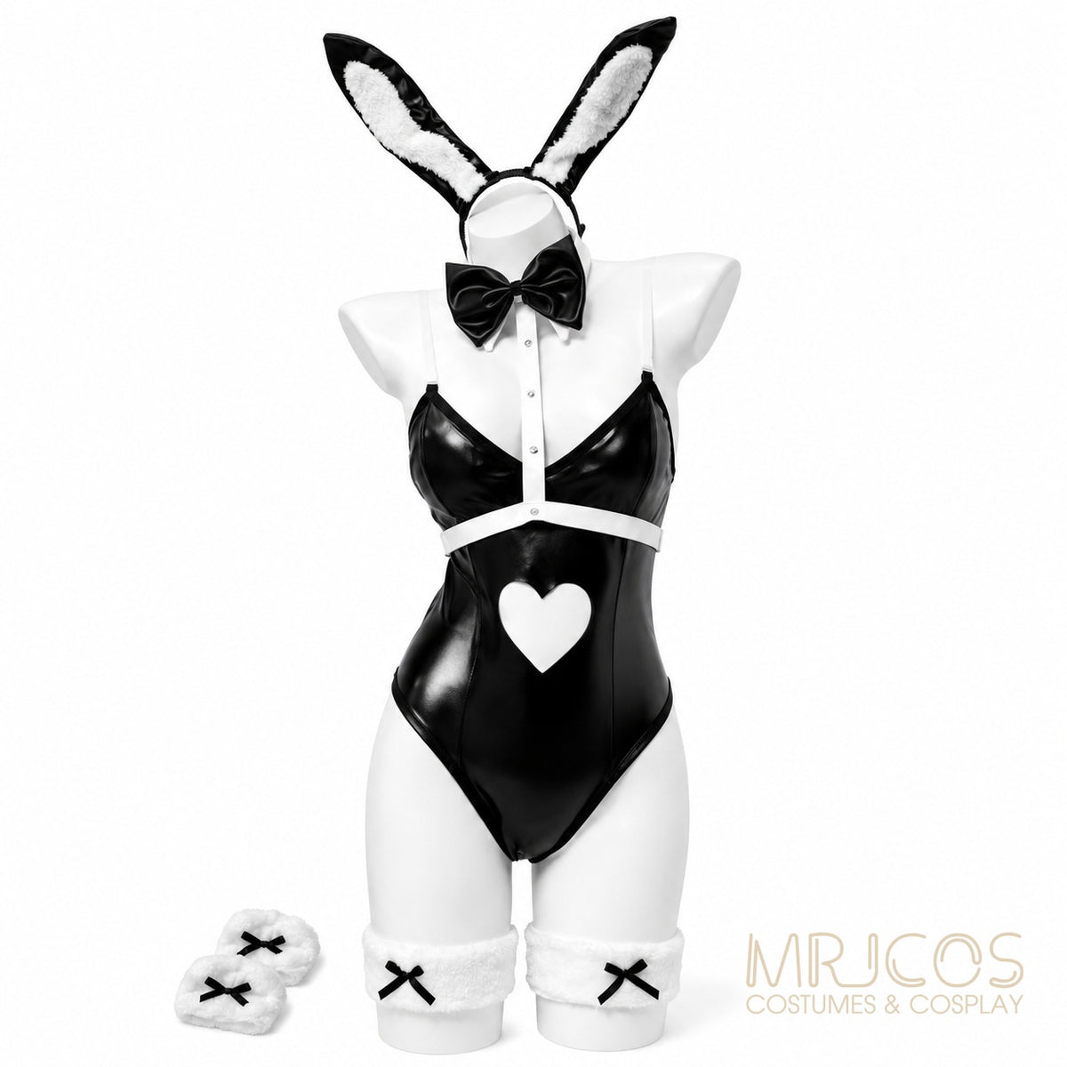 Glossy Neo-Chrome PU Leather Bunny Girl Costume Set – Complete Cosplay & Party Outfit