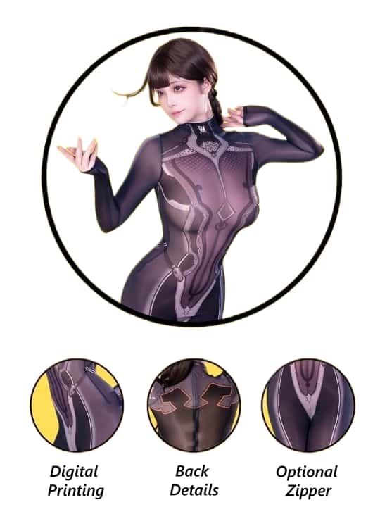 Anime Style Super Hero Eve Sheer 10D Nylon Full Bodysuit Body Stocking Lingerie