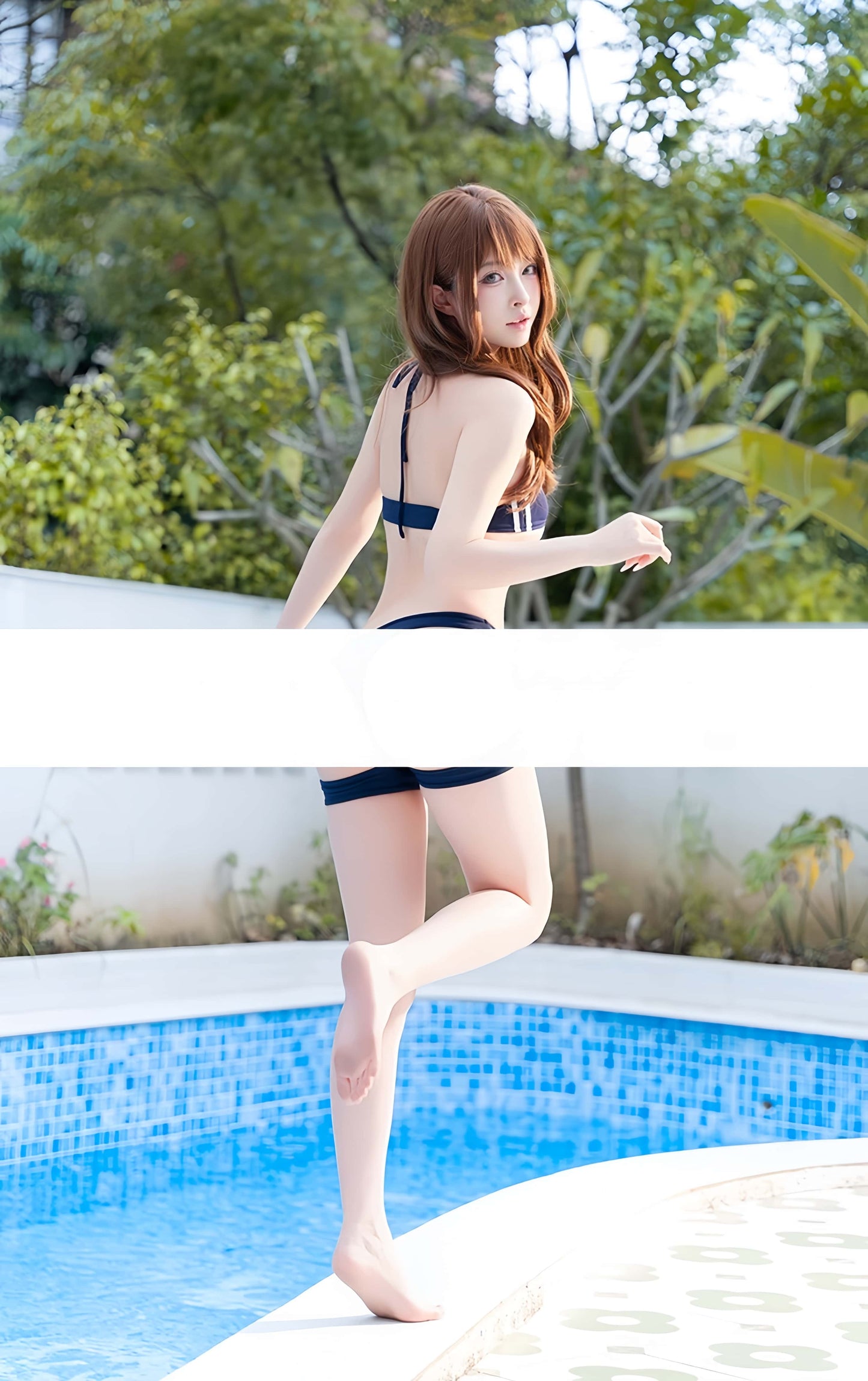 Underboob Cut-Out Two-Piece Swimsuit - Japanese Sukumizu Style