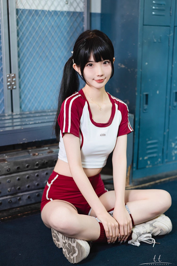 Anime Style 3-Piece Short Gymnastics Uniform Volleyball Sports Activewear
