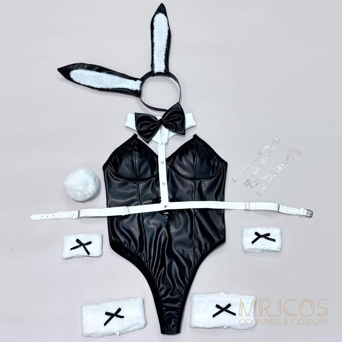 Glossy Neo-Chrome PU Leather Bunny Girl Costume Set – Complete Cosplay & Party Outfit