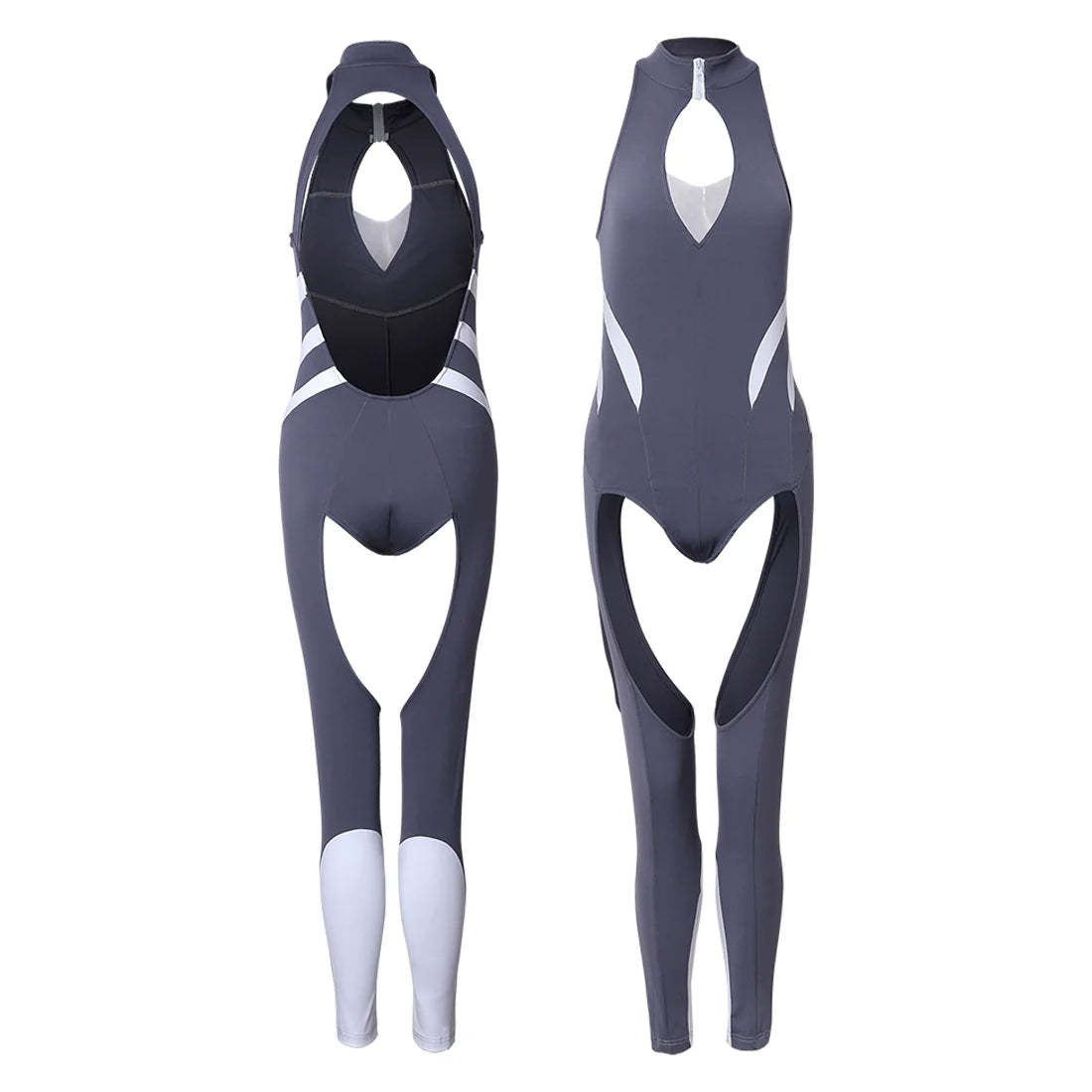Anime Style the Gray Shark Jumpsuit Yoga Pants Full Body Sexy Fitness Active Wear
