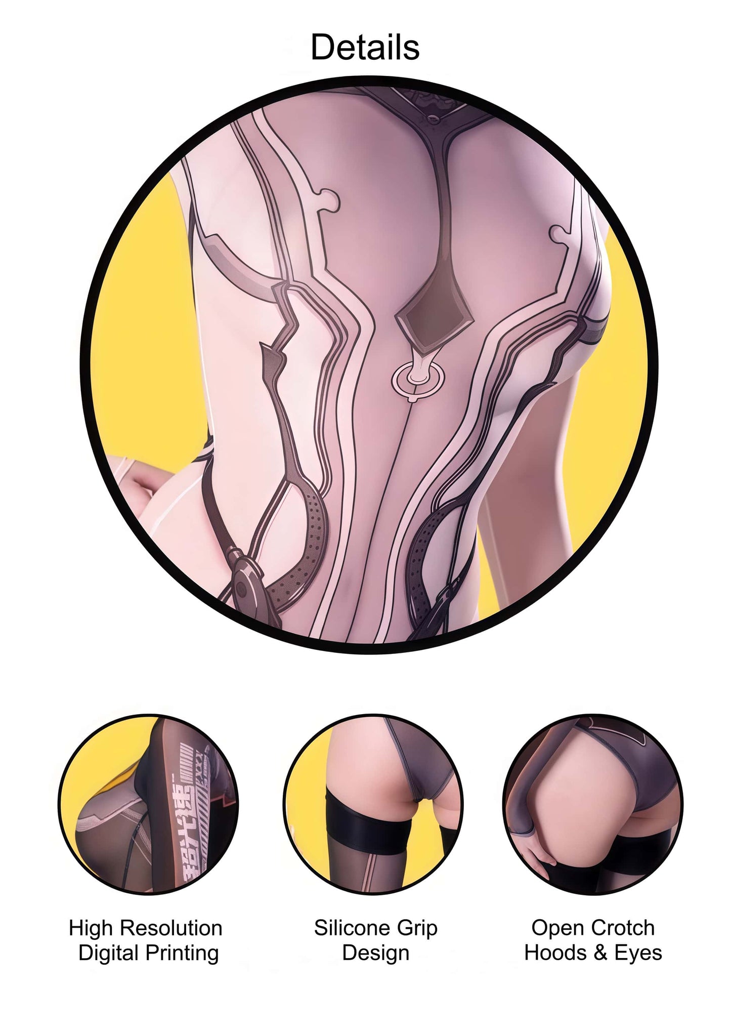 Anime Style Super Hero Eve Sheer 10D Nylon Spandex Bodysuit Lingerie