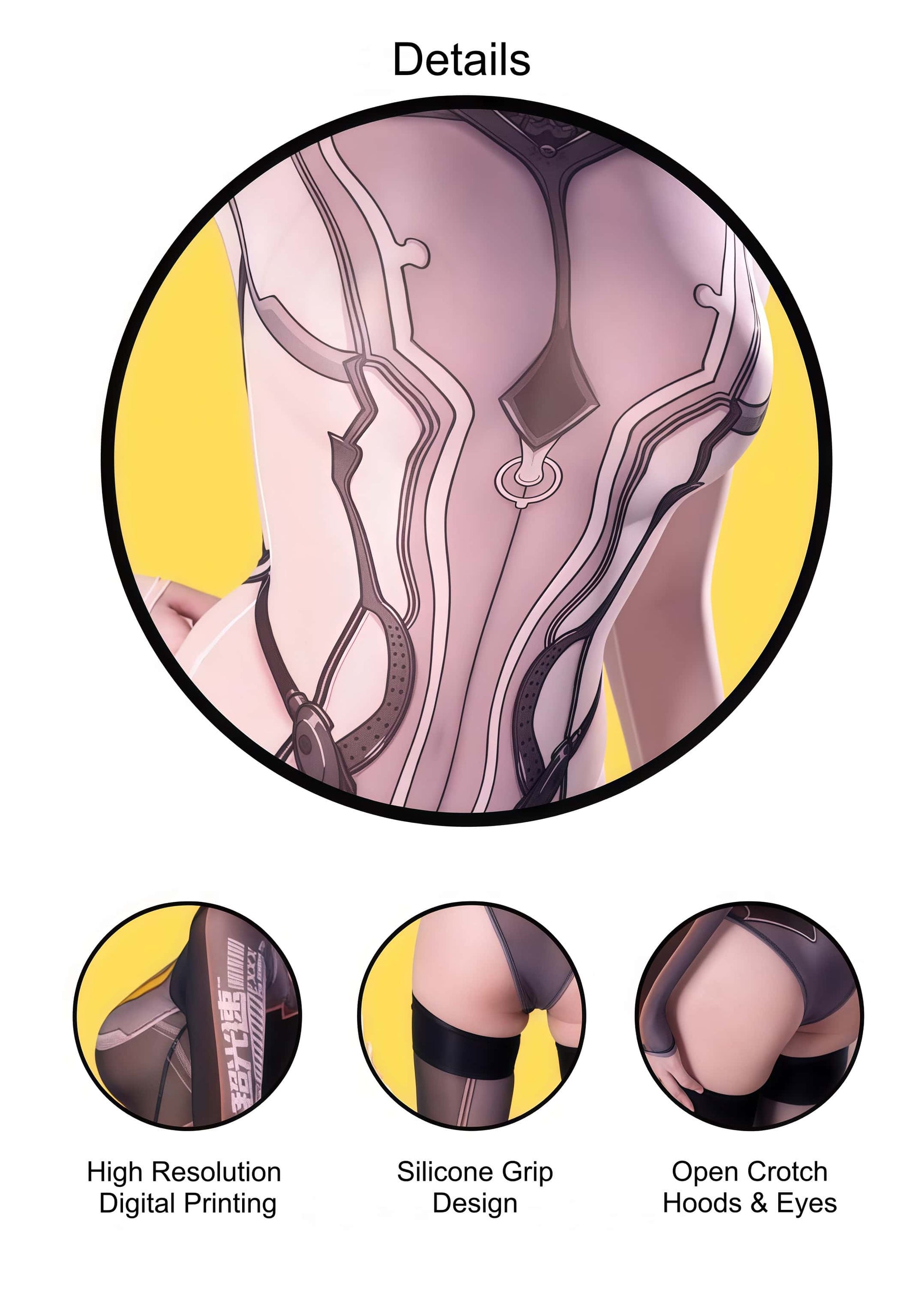 Anime Style Super Hero Eve Sheer 10D Nylon Spandex Bodysuit Lingerie
