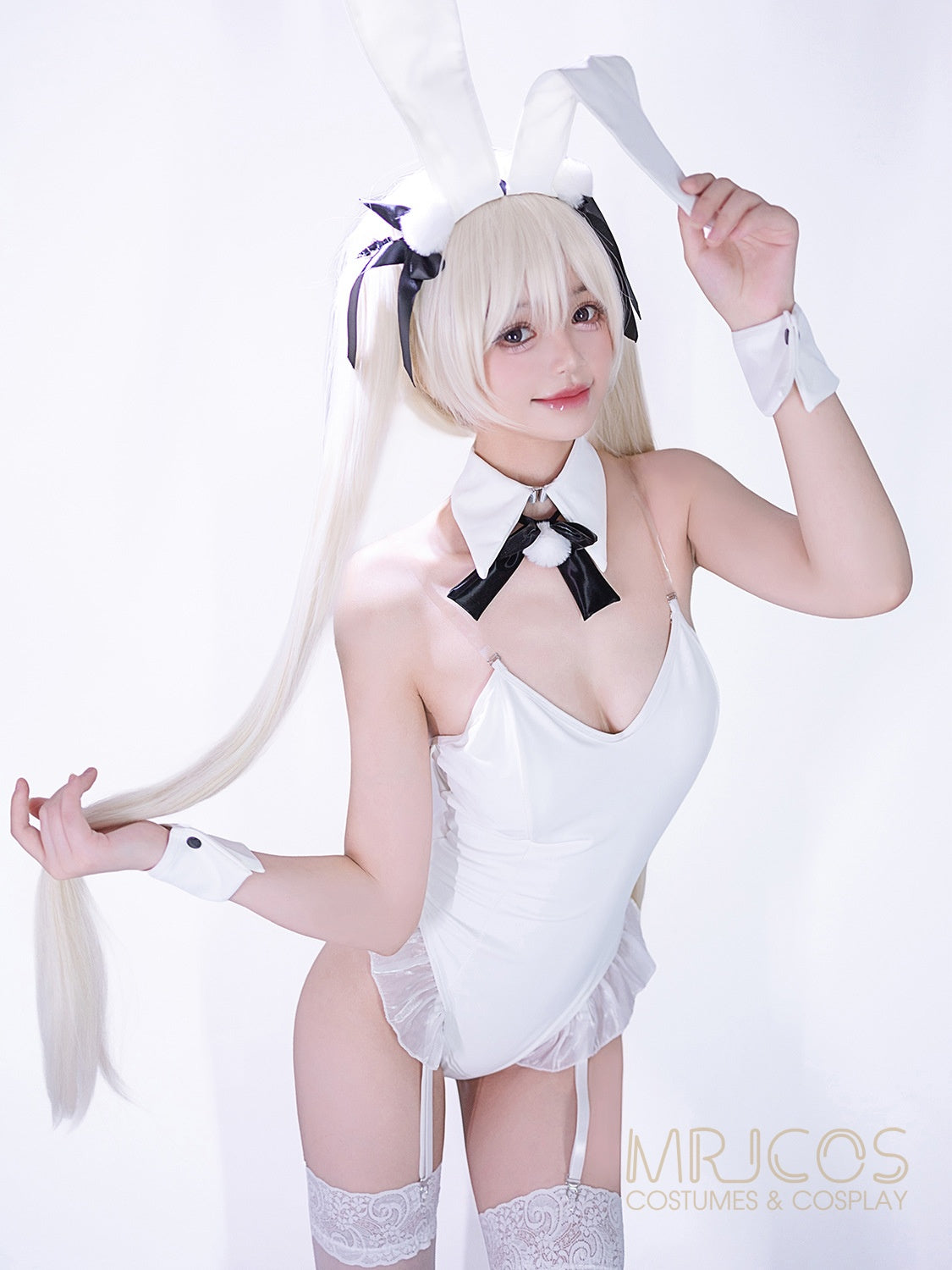 Deluxe PU Leather Bunny Cosplay Bodysuit Set