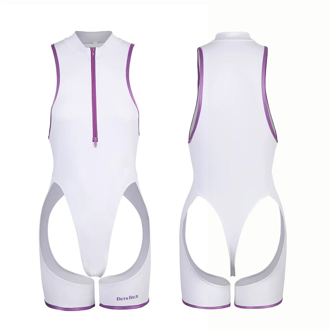 Anime Style Sexy One-piece Swimsuit Front Zipper Spandex Racing Swimwear Bodysuit