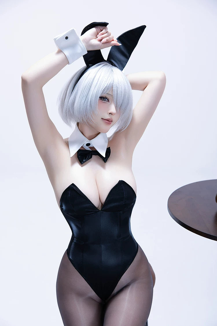Classic Satin-Finish PU Leather Bunny Girl Cosplay Costume Set