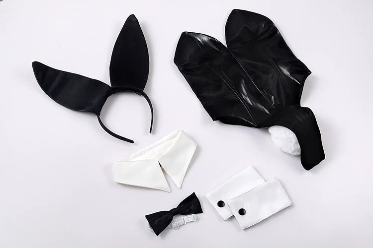 Classic Satin-Finish PU Leather Bunny Girl Cosplay Costume Set