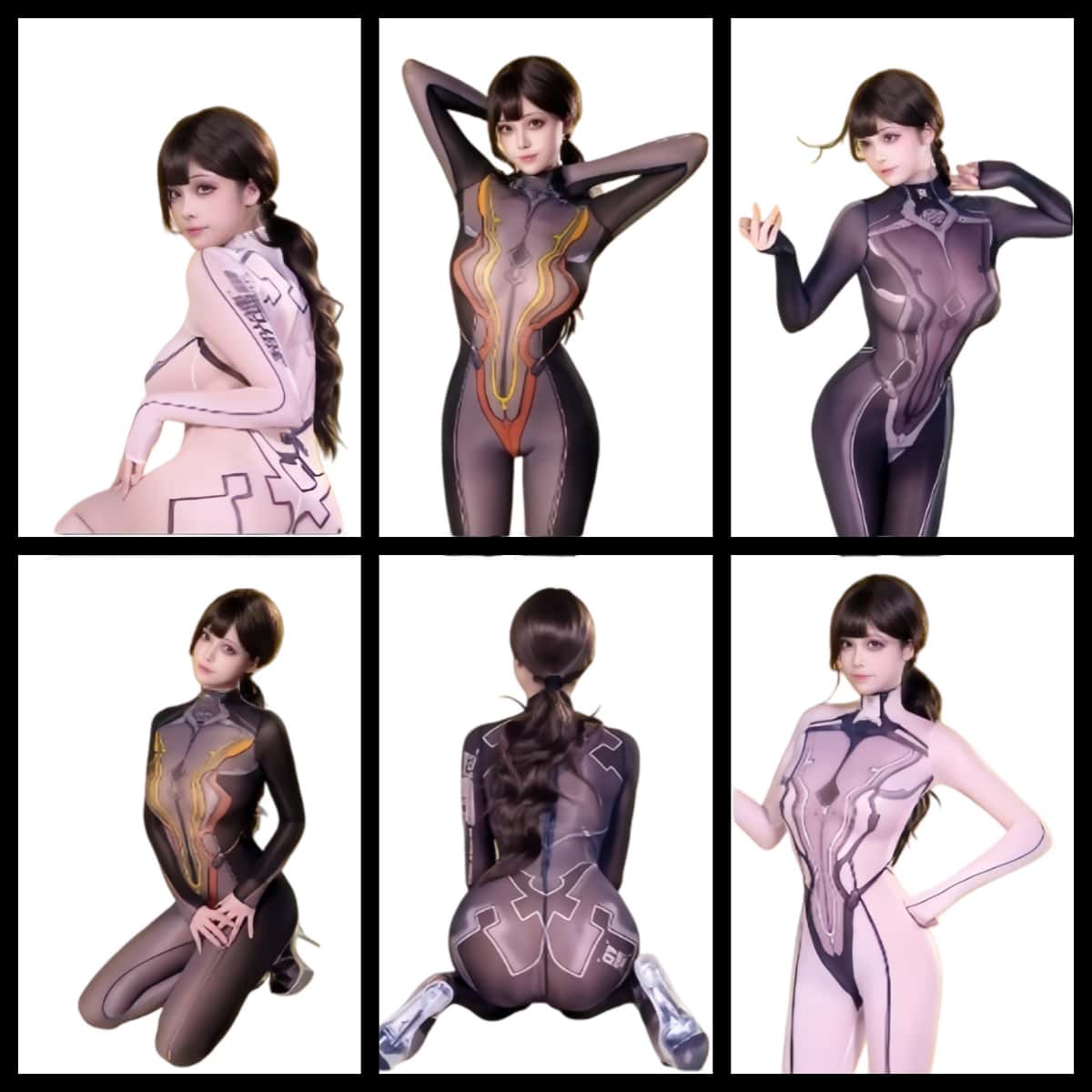 Anime Style Super Hero Eve Sheer 10D Nylon Full Bodysuit Body Stocking Lingerie