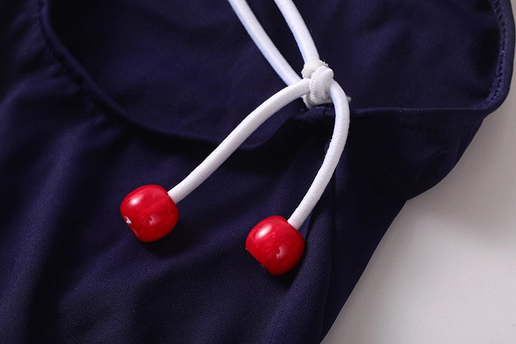 Anime Sailor Style Two-Piece Uniform Bondage Swimsuit Set with Crop Top