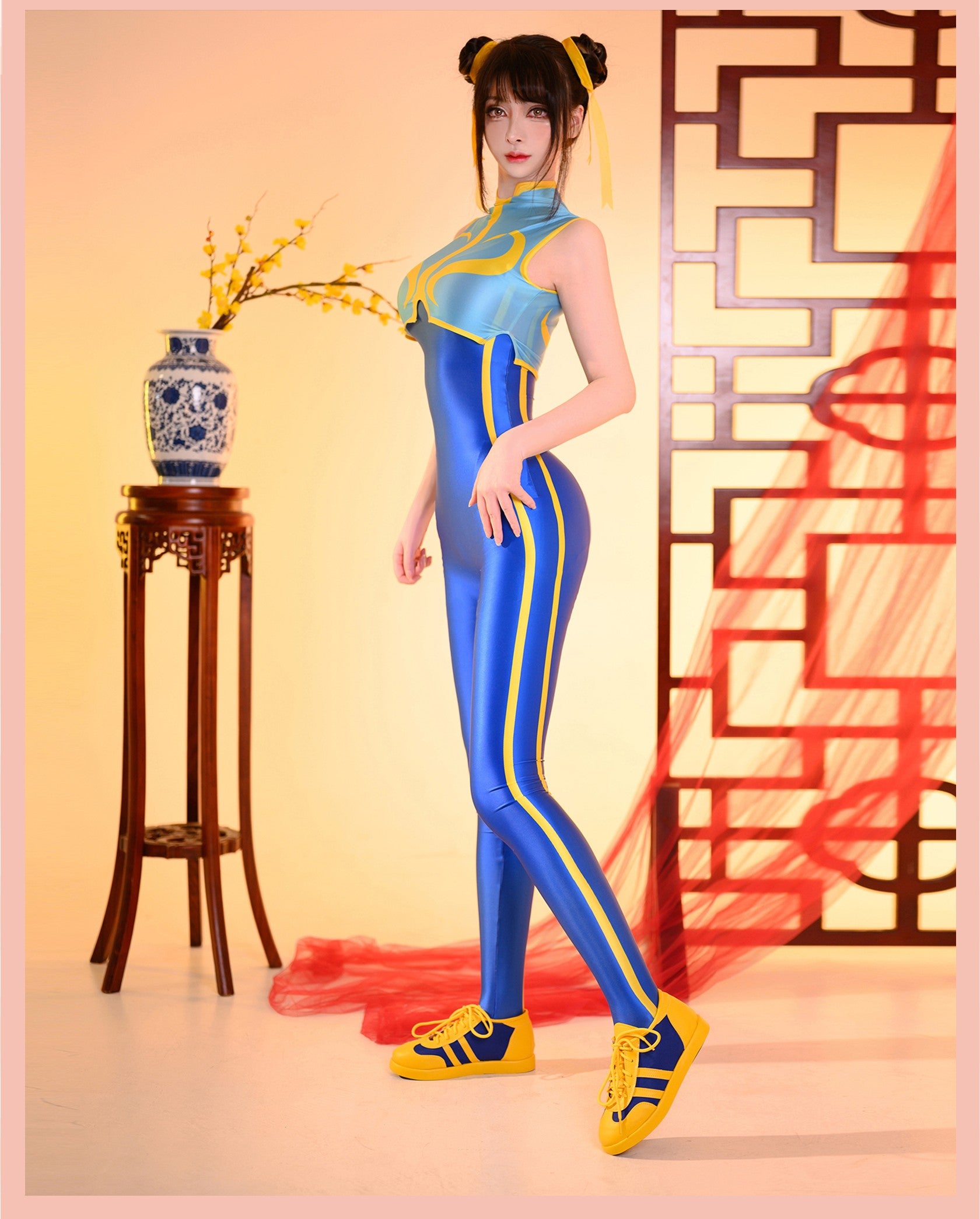 Chun Li Spandex Cosplay Costume Halloween Party Bodysuit