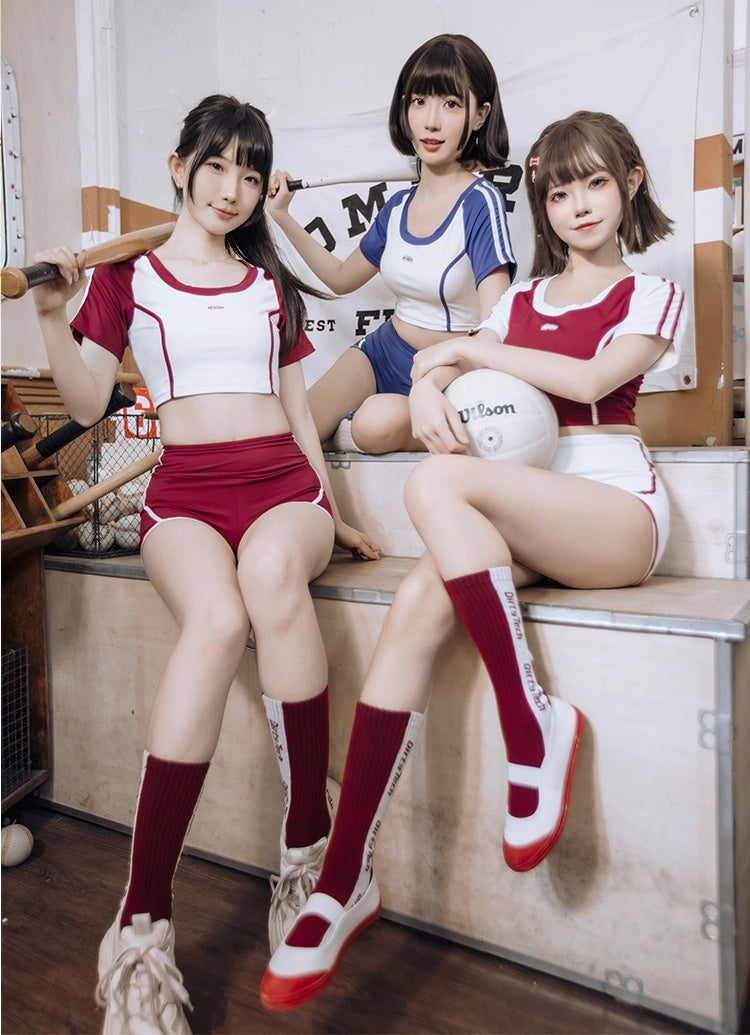 Anime Style 3-Piece Short Gymnastics Uniform Volleyball Sports Activewear