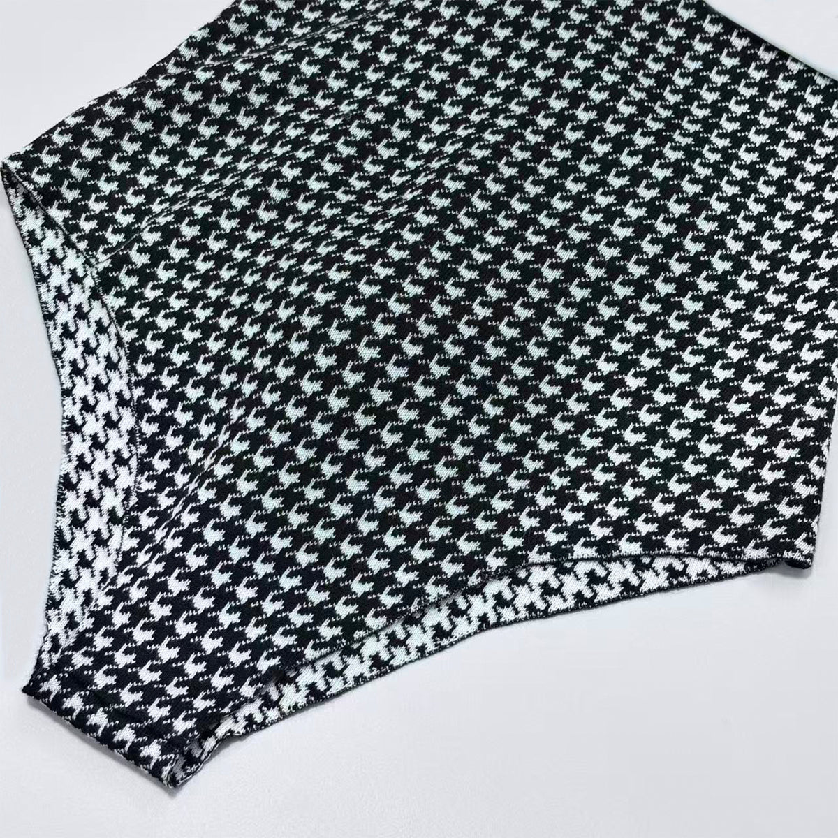 Houndstooth Bunny Girl Cosplay Bodysuit Set – Knit Faux Cashmere