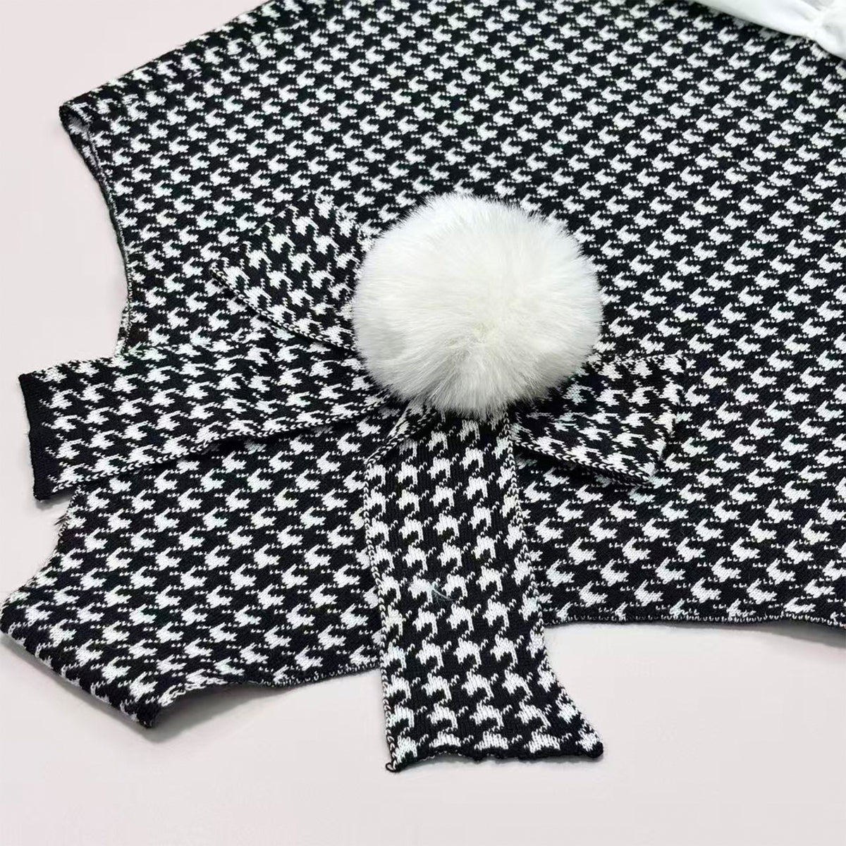 Houndstooth Bunny Girl Cosplay Bodysuit Set – Knit Faux Cashmere