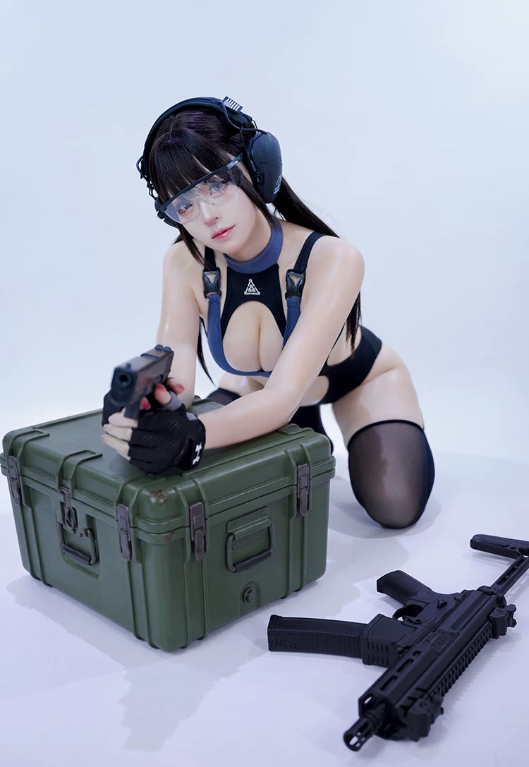 Tactical Cyberpunk Girl Racing Swimsuit Cutout One-Piece Spandex Cosplay Bodysuit