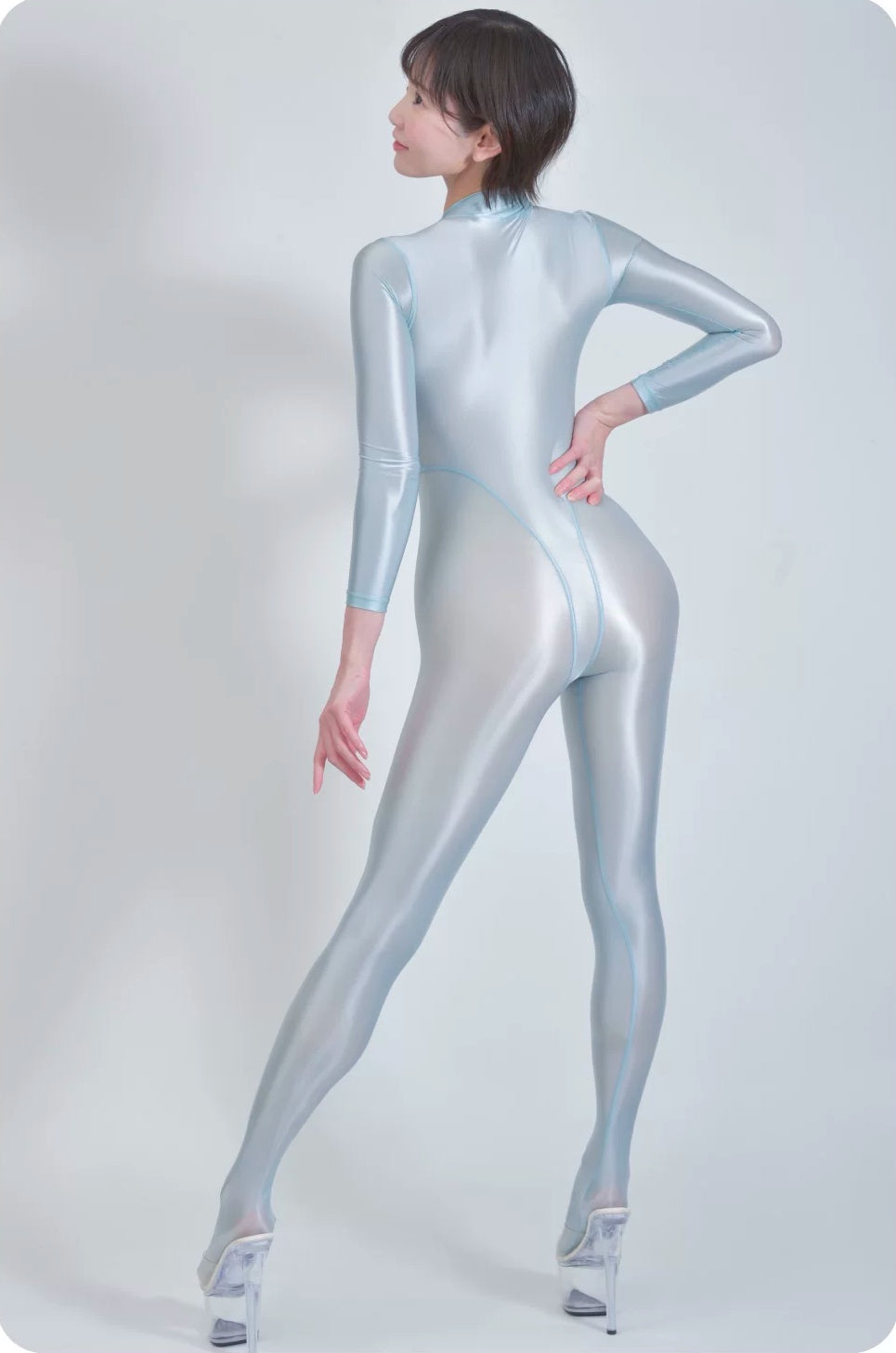 Amoresy Celestia Series Front-Zip Catsuit - Sheer