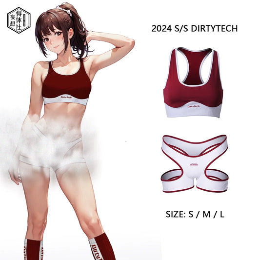 Anime Style 3-Piece Short Gymnastics Uniform Sports Tank Top with Sexy Cutout Shorts