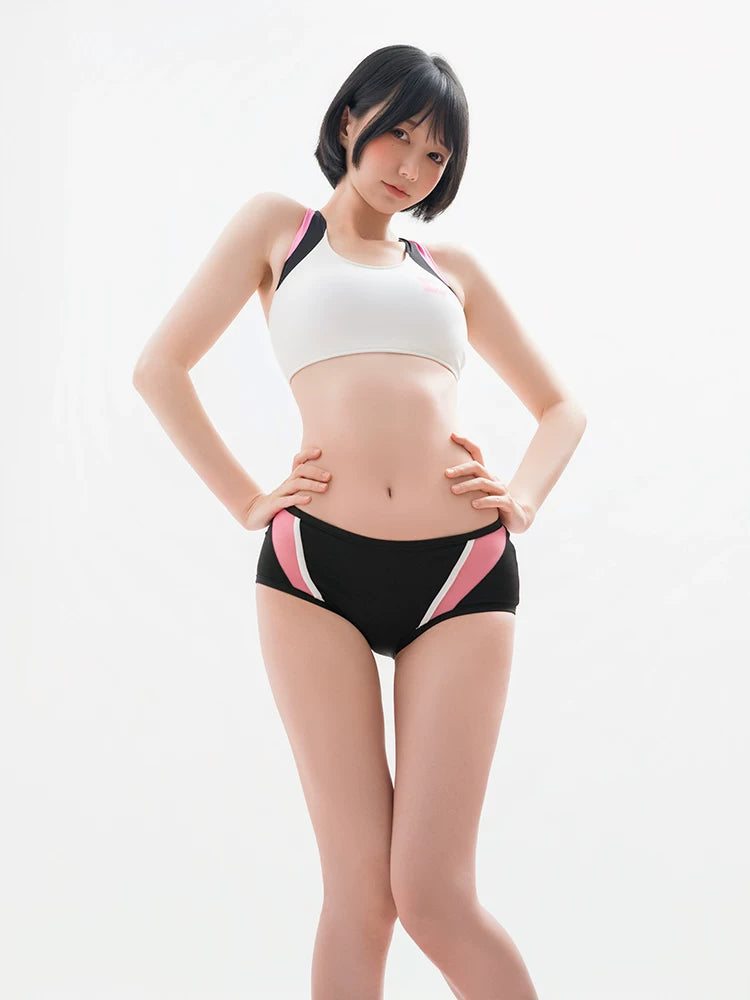 Sleek Contrast Trim 2-Piece Spandex Activewear Set