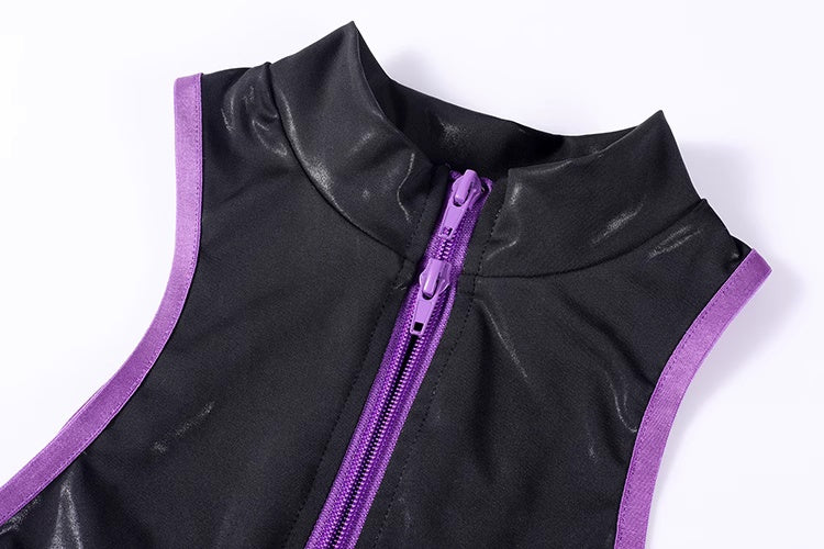 Anime Style Sexy One-piece Swimsuit Front Zipper Spandex Racing Swimwear Bodysuit