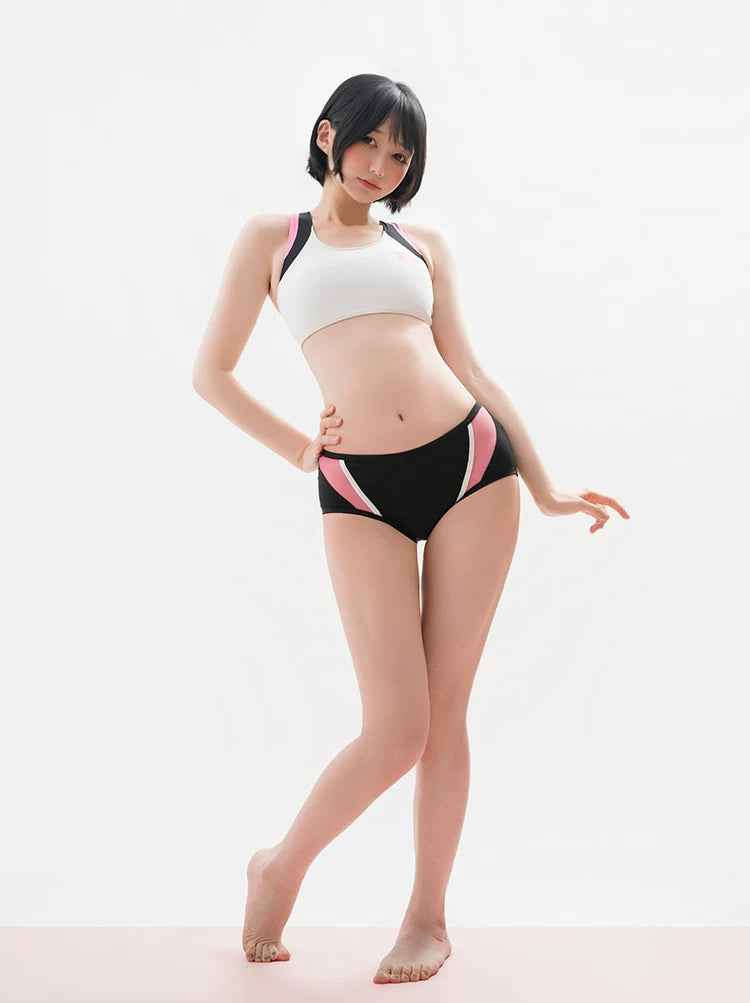 Sleek Contrast Trim 2-Piece Spandex Activewear Set