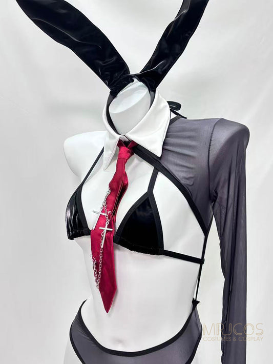 Gothic Cross Chain One-Sleeve Bunny Costume Set