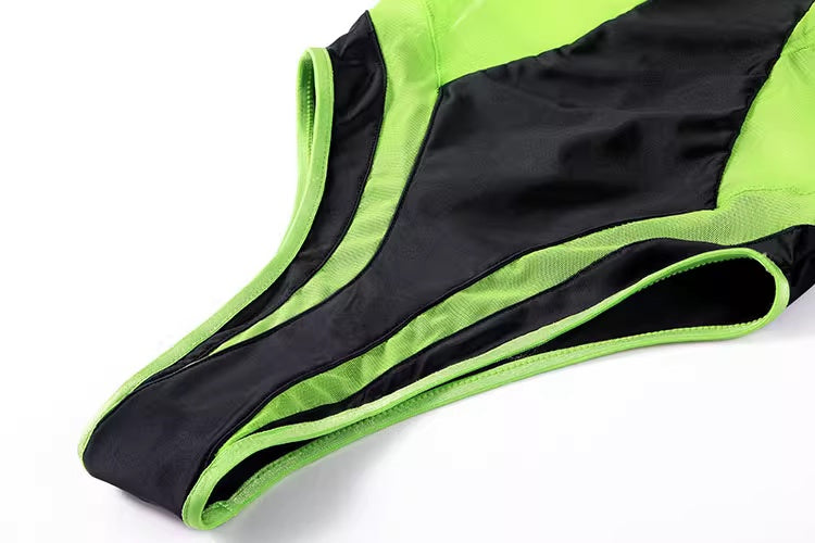 Anime Style One-piece Sexy Racing Swimsuit with Mesh Sheer Dual-color Design