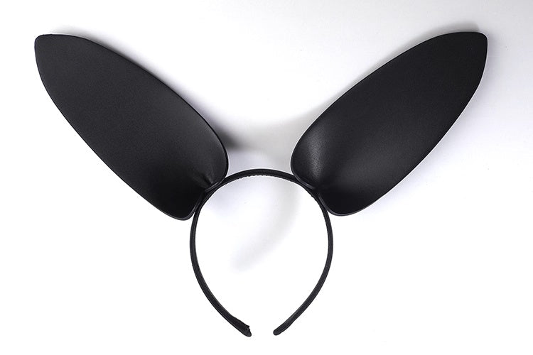 Anime Style Bunny Girl Knitted Black Pink Bodysuit Lingerie Set